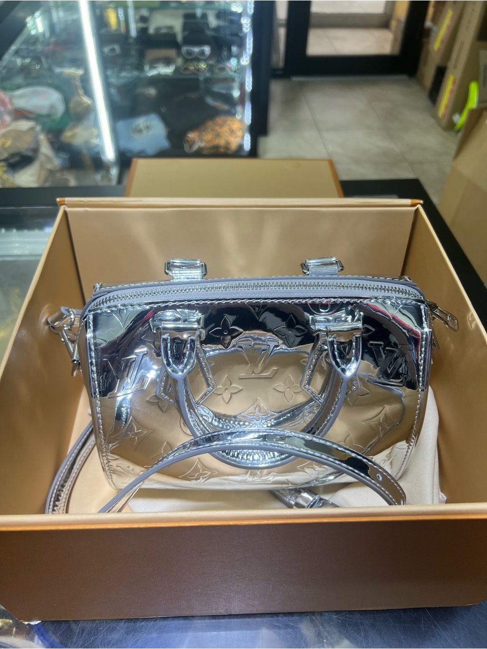 Louis Vuitton Silver Monogram Speedy Bandouliere 20